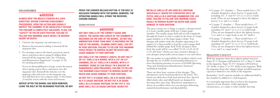 Winchester Repeating Arms X3 Shotgun User Manual | Page 16 / 44