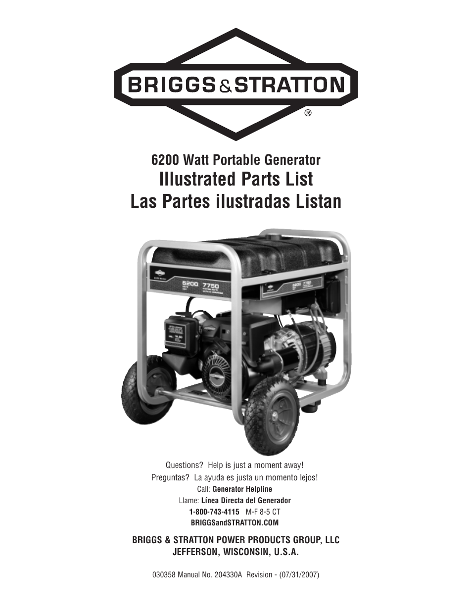 Briggs & Stratton 30358 User Manual | 6 pages