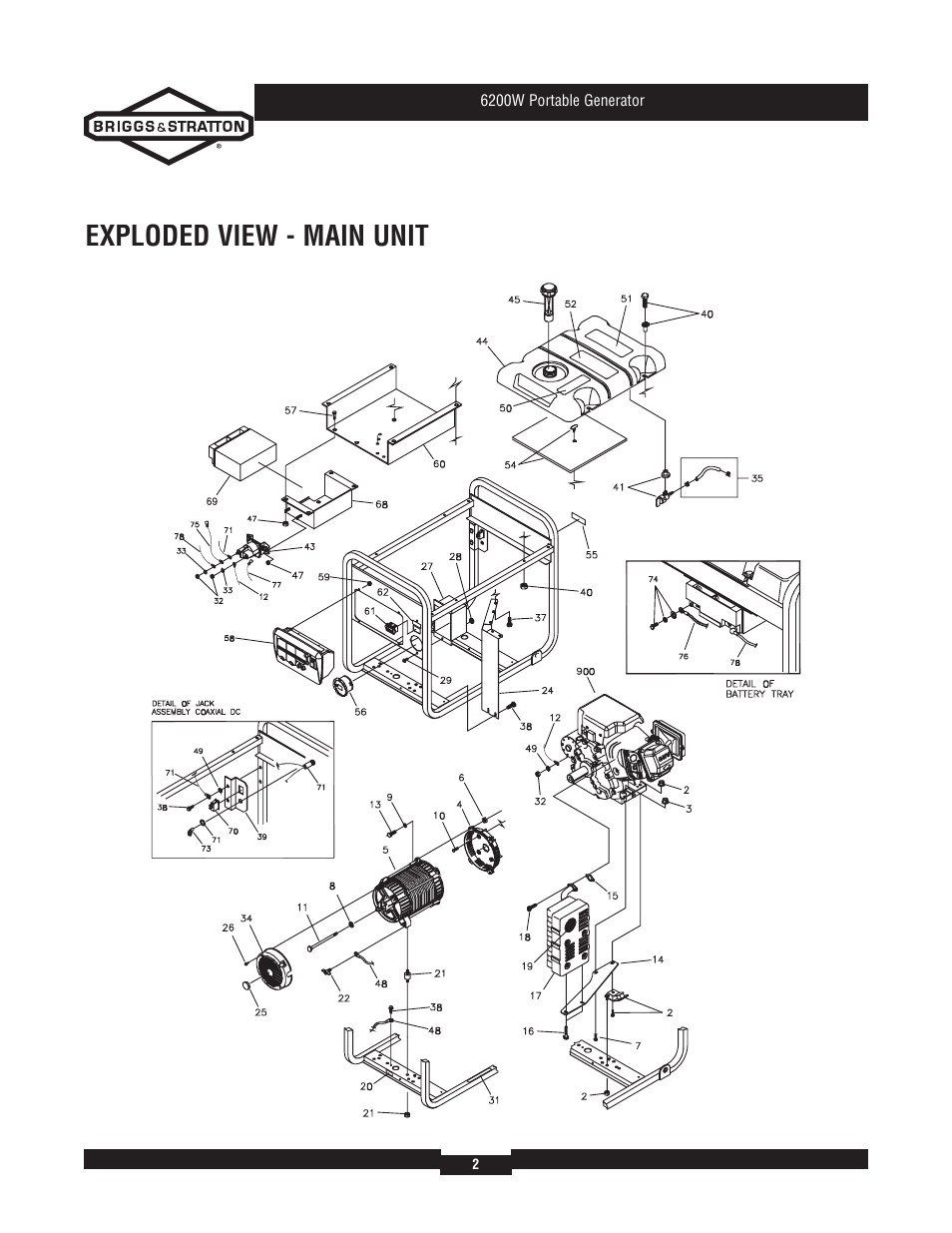 Exploded view - main unit | Briggs & Stratton 30358 User Manual | Page 2 / 6