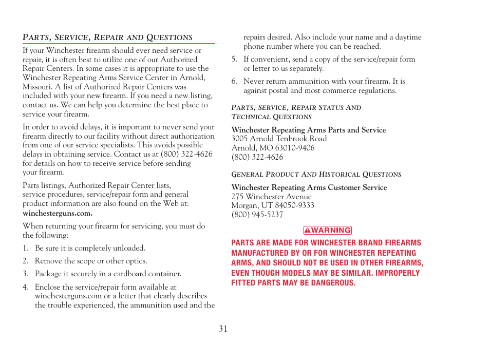 Winchester Repeating Arms X Pump (SXP) User Manual | Page 33 / 36