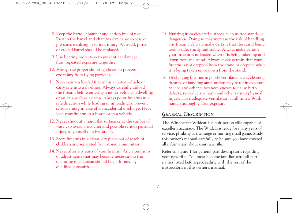 Winchester Repeating Arms Wildcat User Manual | Page 3 / 24