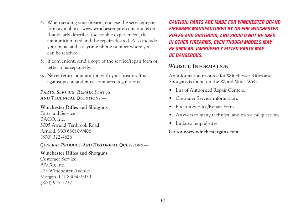 Winchester Repeating Arms Select User Manual | Page 32 / 34