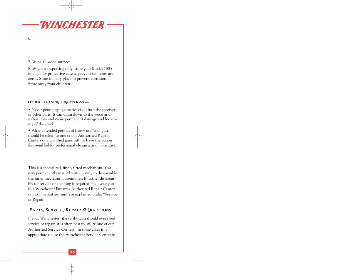Winchester Repeating Arms 1885 Centerfire User Manual | Page 28 / 36
