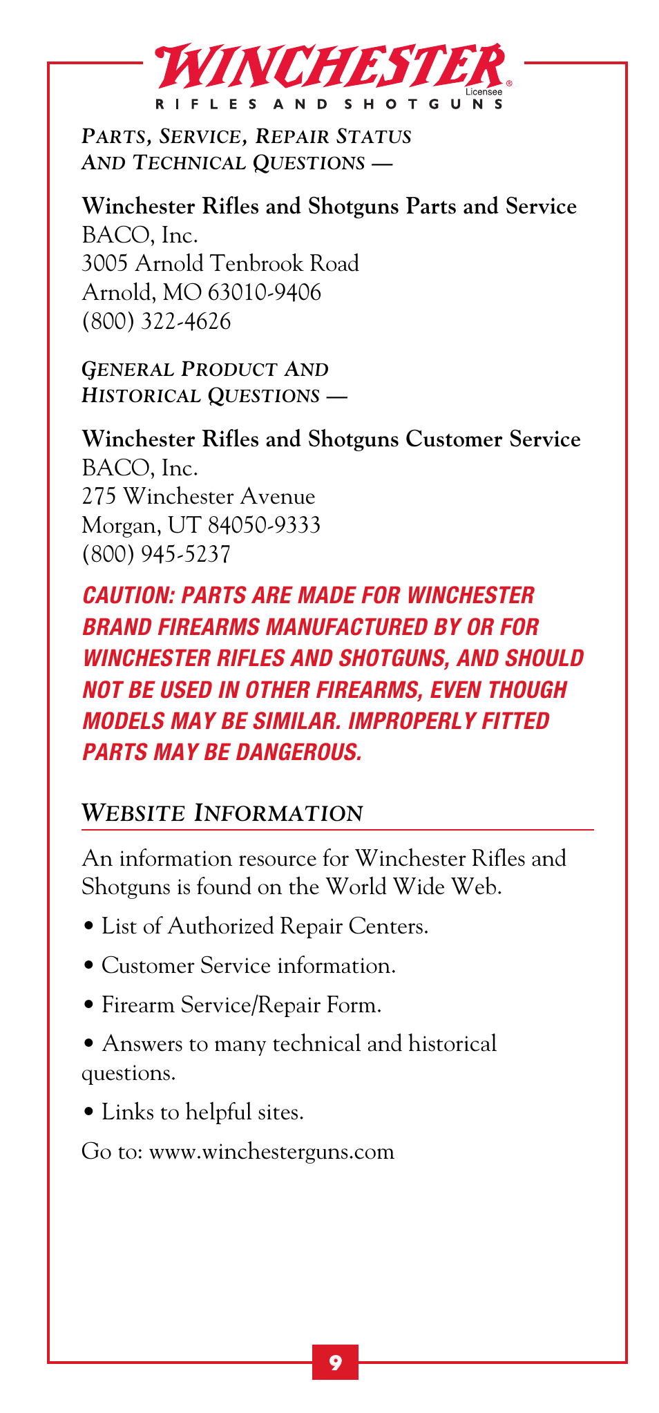 Winchester Repeating Arms 1885 Creedmoor User Manual | Page 10 / 13