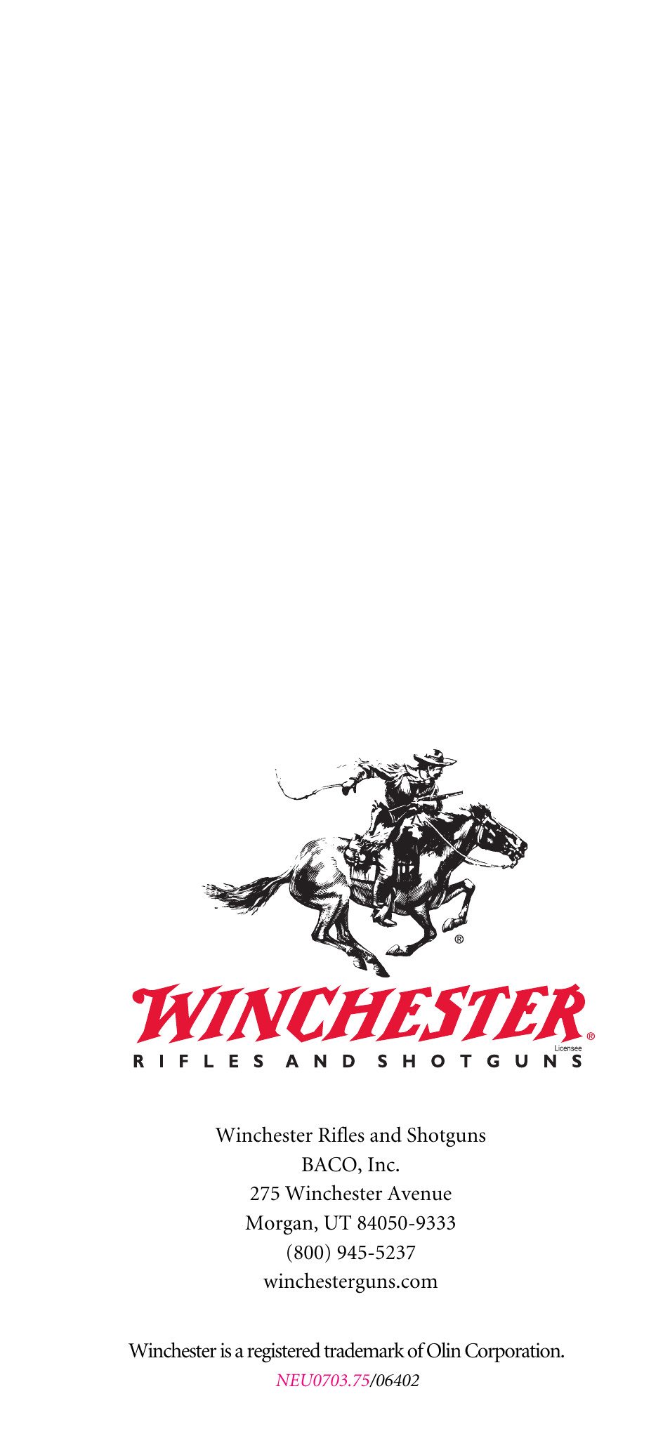 Winchester Repeating Arms 1885 Creedmoor User Manual | Page 13 / 13