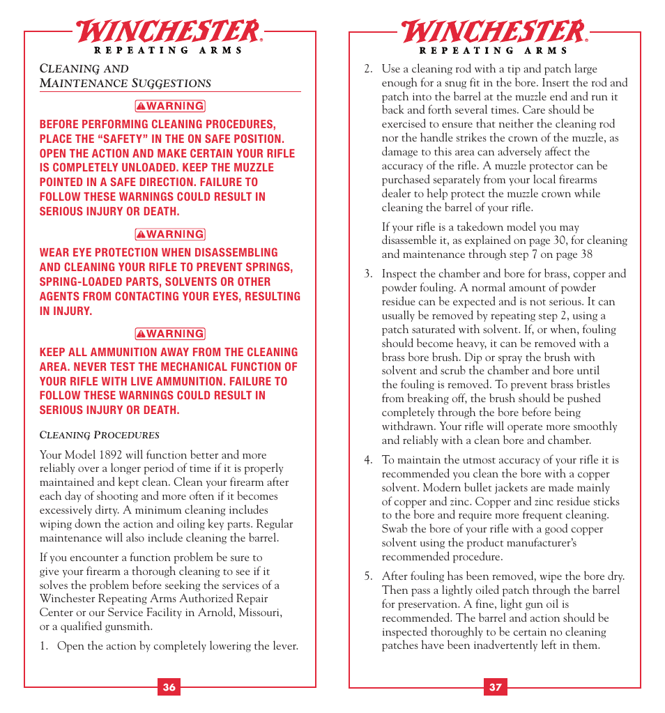 Winchester Repeating Arms 1892 User Manual | Page 20 / 24
