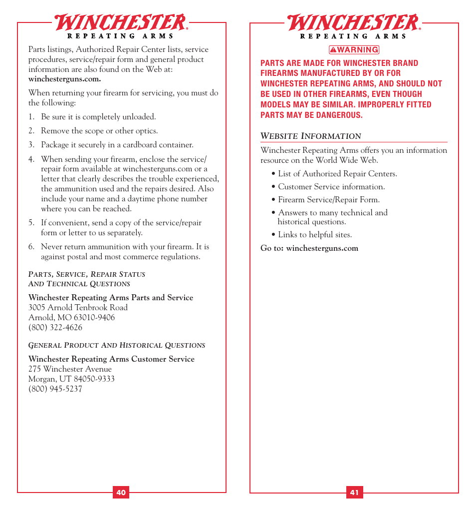 Winchester Repeating Arms 1892 User Manual | Page 22 / 24