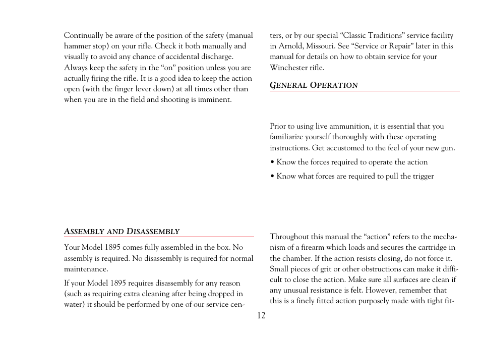 General operation | Winchester Repeating Arms 1895 User Manual | Page 14 / 32