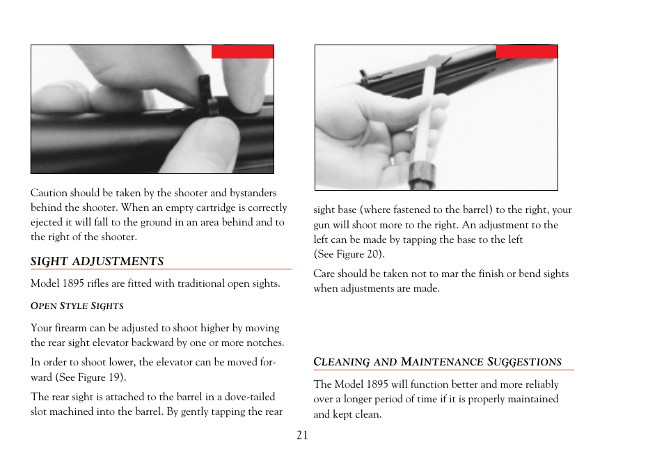 Sight adjustments, Cleaning and maintenance suggestions - 24 | Winchester Repeating Arms 1895 User Manual | Page 23 / 32
