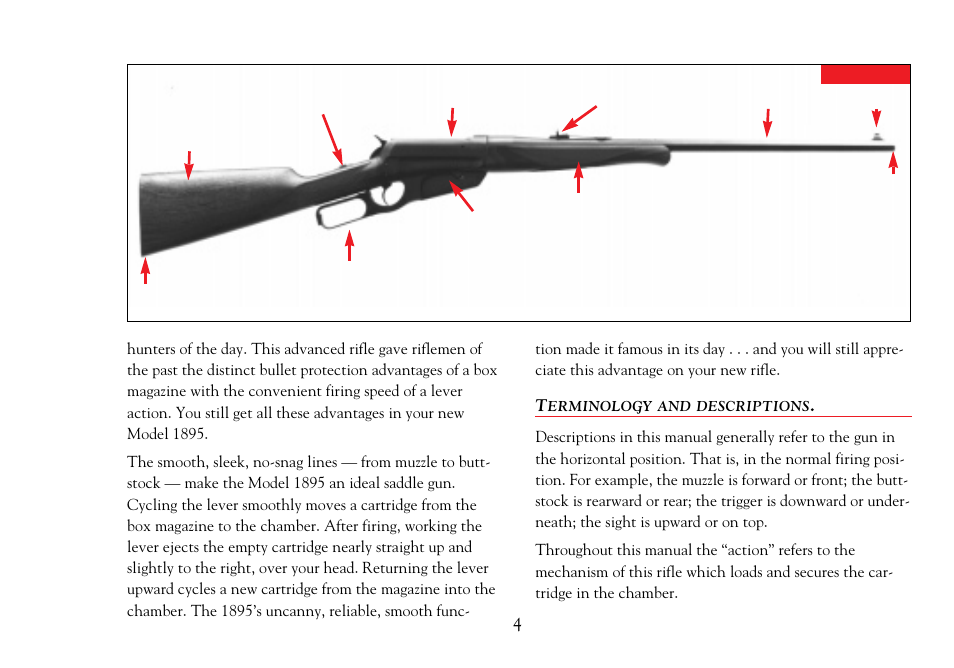 Terminology and descriptions | Winchester Repeating Arms 1895 User Manual | Page 6 / 32