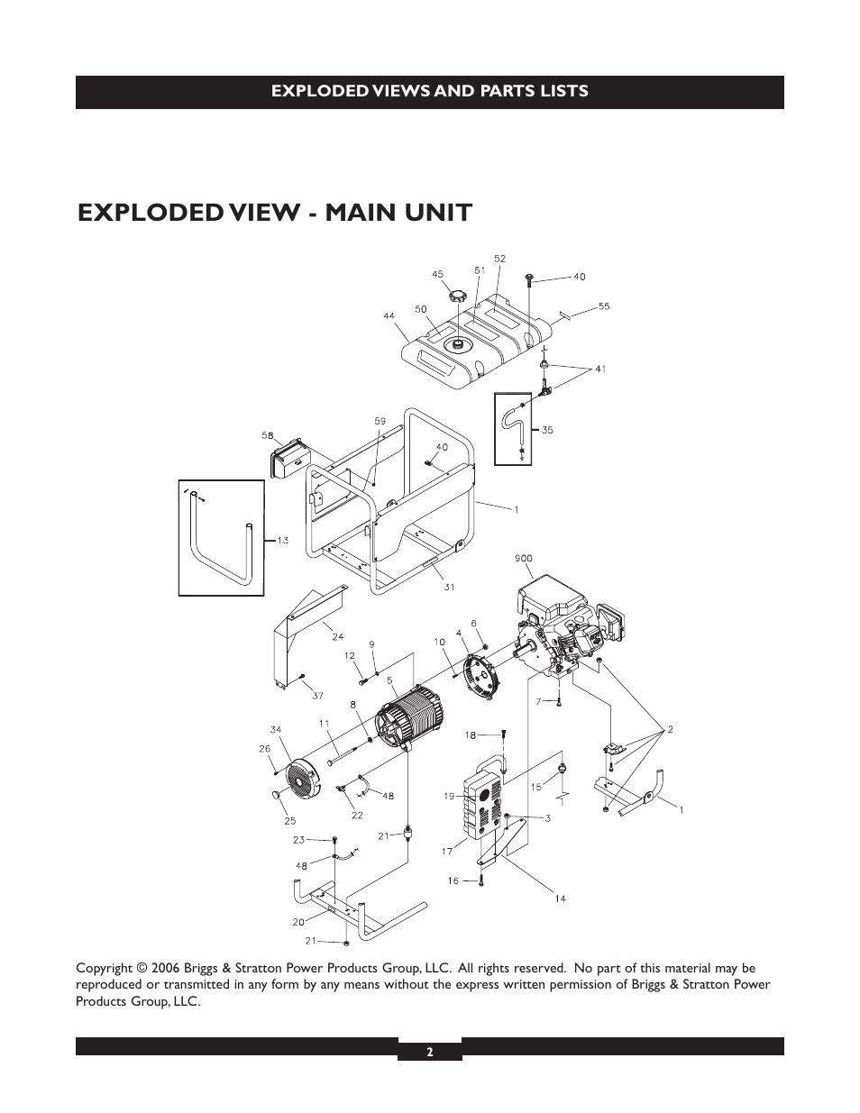 Exploded view - main unit | Briggs & Stratton 30219 User Manual | Page 2 / 6