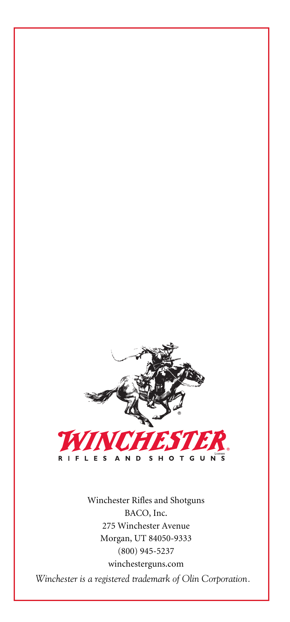 Winchester Repeating Arms 1895 Take Down User Manual | Page 15 / 15