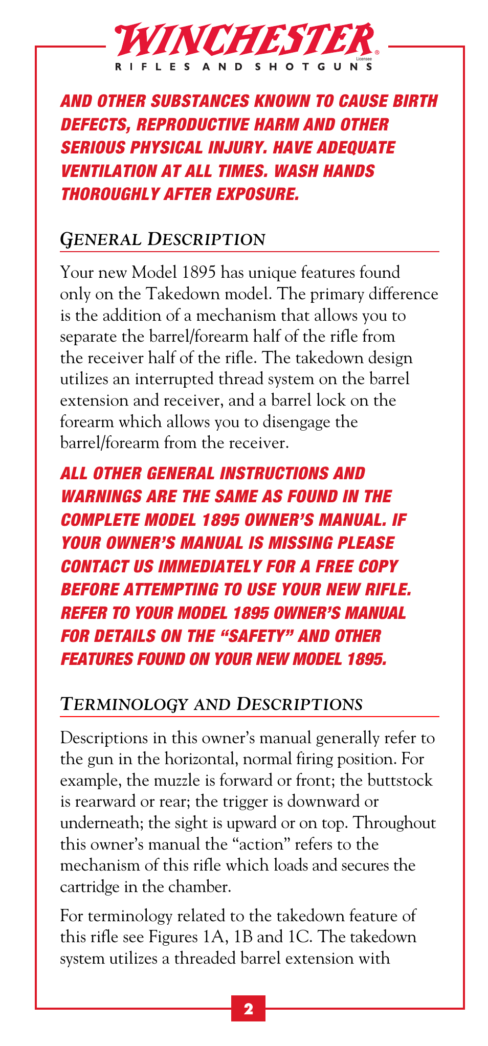 Winchester Repeating Arms 1895 Take Down User Manual | Page 4 / 15