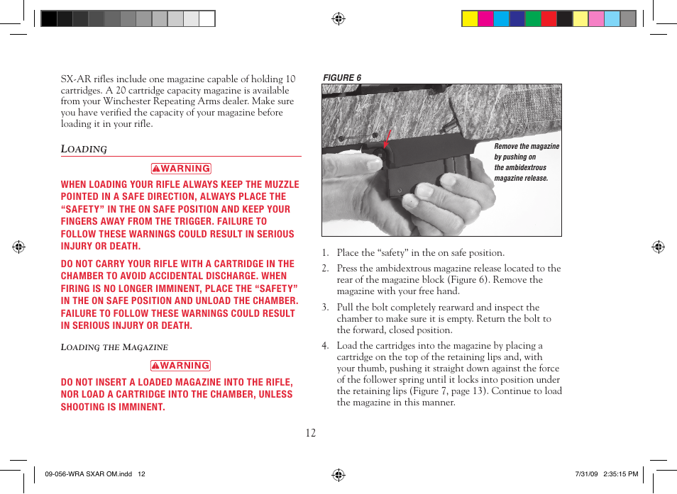 Winchester Repeating Arms SX-AR (Historic Manual) User Manual | Page 14 / 32