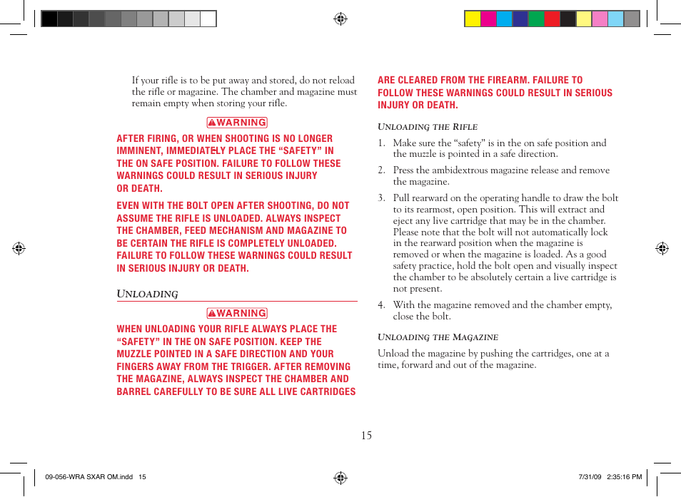 Winchester Repeating Arms SX-AR (Historic Manual) User Manual | Page 17 / 32