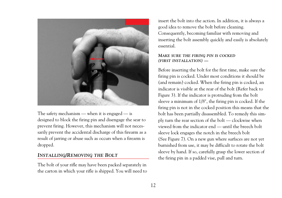 Installing/removing the bolt | Winchester Repeating Arms 70 (Historic Manual) User Manual | Page 13 / 31