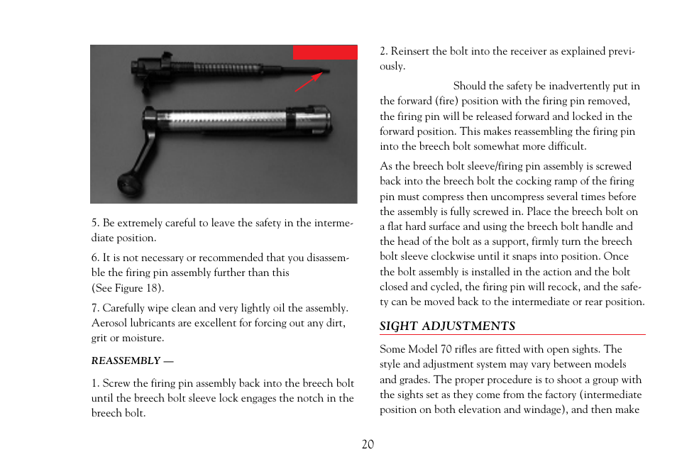 Sight adjustments | Winchester Repeating Arms 70 (Historic Manual) User Manual | Page 21 / 31