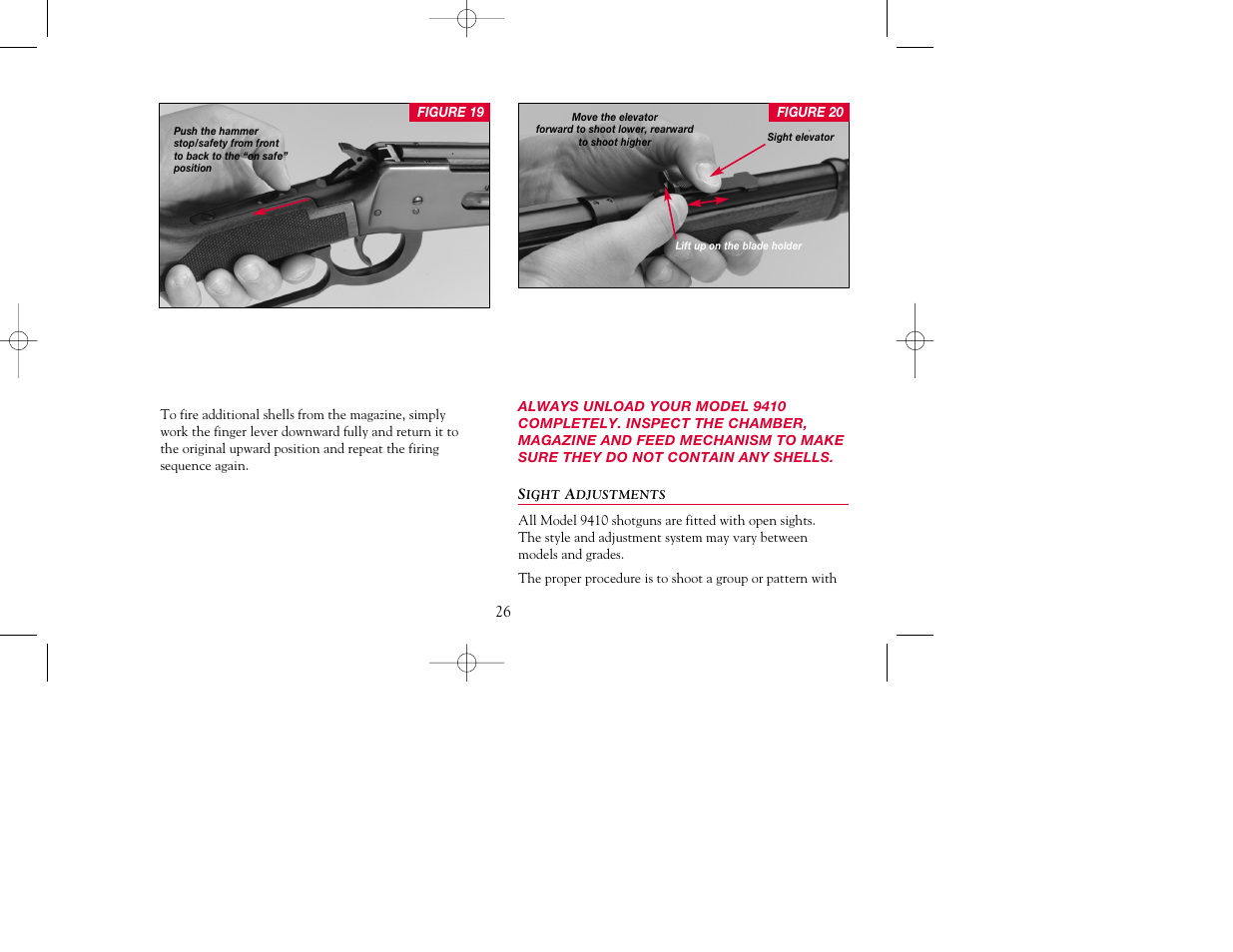 Winchester Repeating Arms 9410 Top Tang Safety (Historic Manual) User Manual | Page 26 / 44