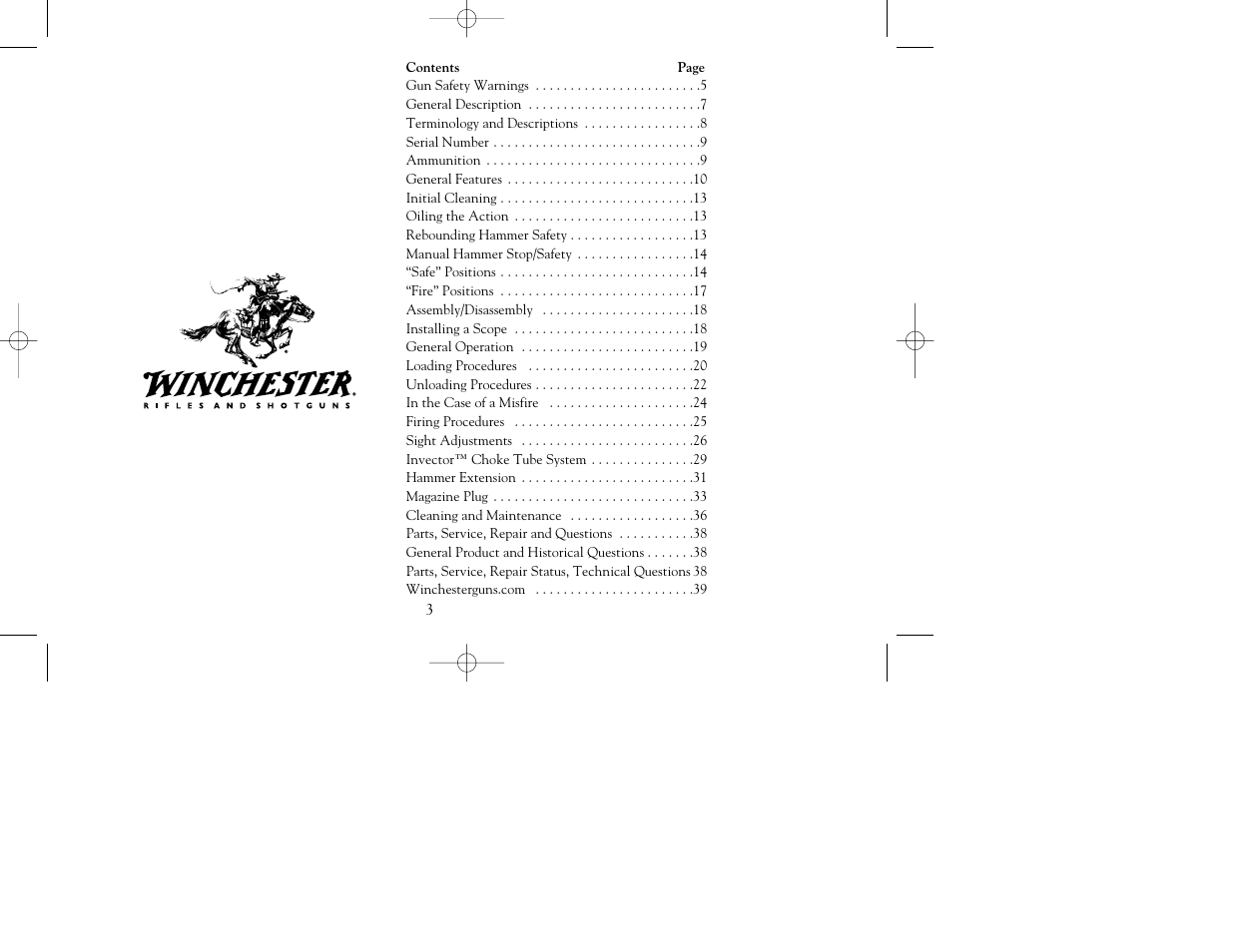 Winchester Repeating Arms 9410 Top Tang Safety (Historic Manual) User Manual | Page 3 / 44
