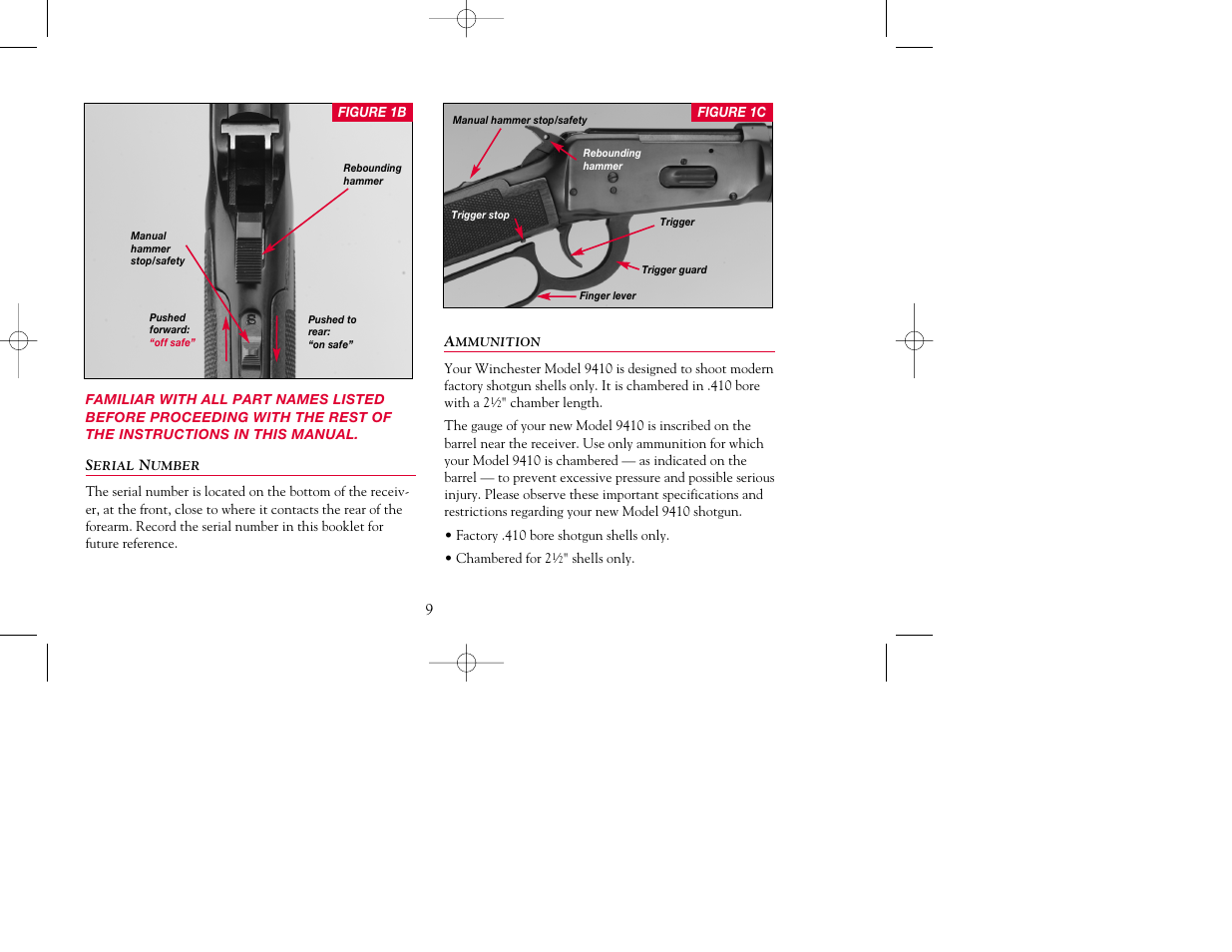 Winchester Repeating Arms 9410 Top Tang Safety (Historic Manual) User Manual | Page 9 / 44