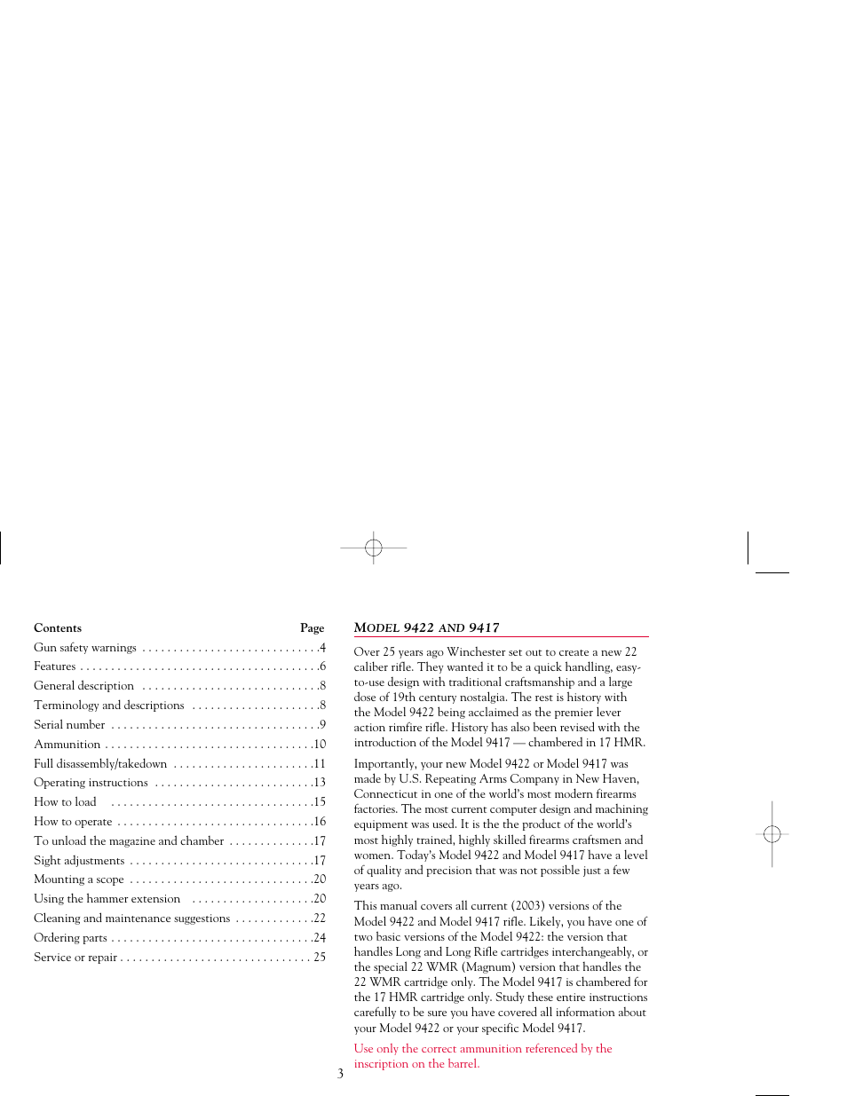 Winchester Repeating Arms 9422 (Historic Manual) User Manual | Page 3 / 29