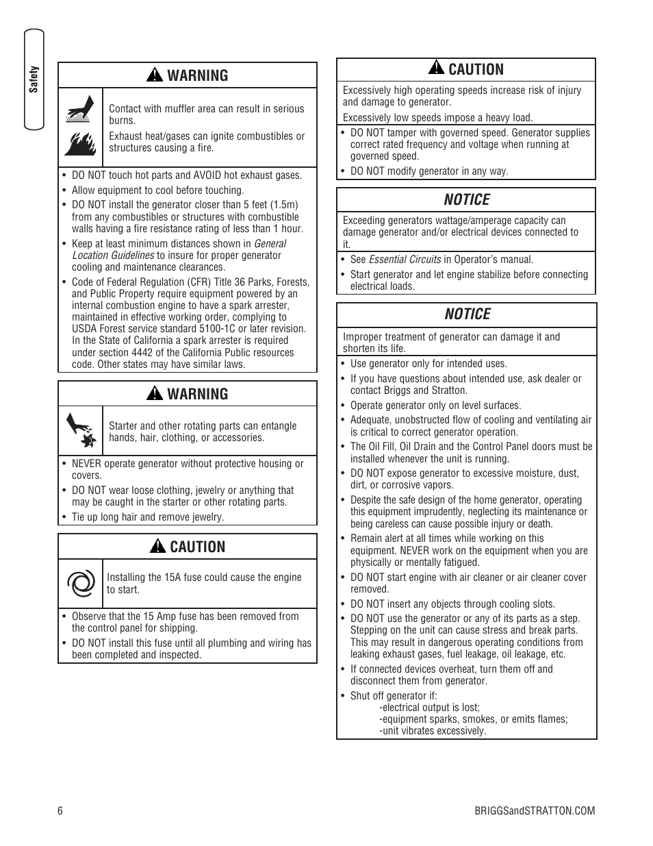 Warning, Caution, Notice | Briggs & Stratton 10000 Watt User Manual | Page 6 / 52