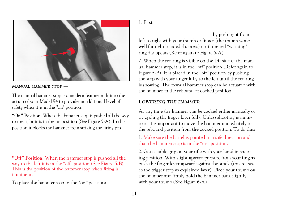 Lowering the hammer | Winchester Repeating Arms 94 Cross Bolt Safety (Historic Manual) User Manual | Page 13 / 34