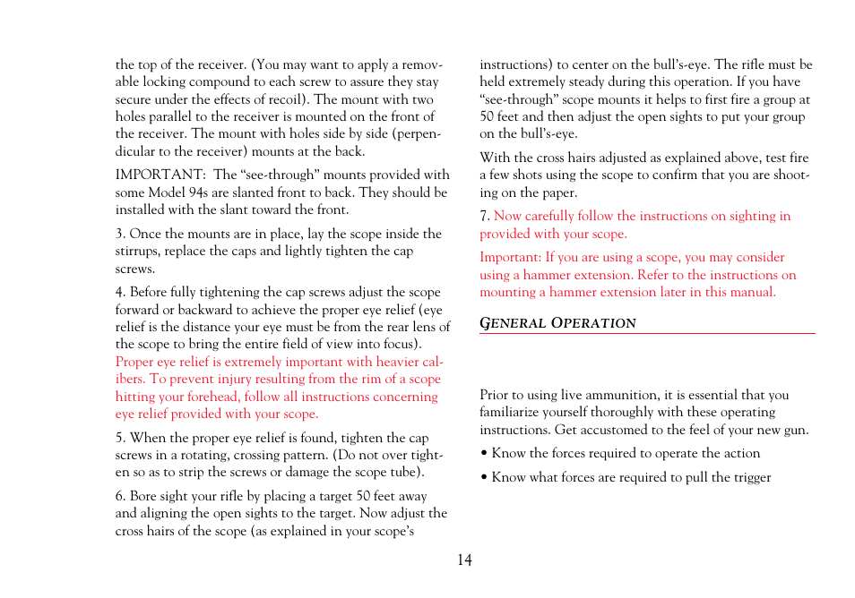 General operation | Winchester Repeating Arms 94 Cross Bolt Safety (Historic Manual) User Manual | Page 16 / 34