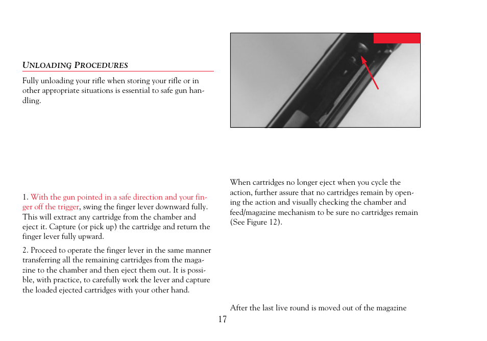 Unloading procedures | Winchester Repeating Arms 94 Cross Bolt Safety (Historic Manual) User Manual | Page 19 / 34