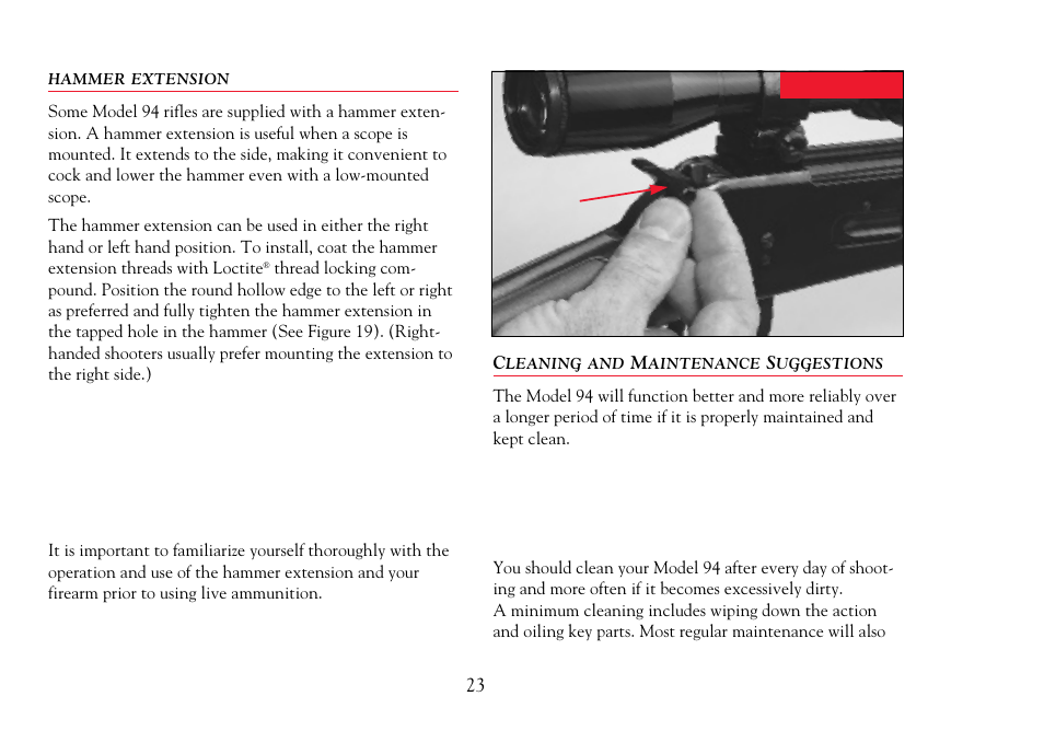 Hammer extension, Cleaning and maintenance | Winchester Repeating Arms 94 Cross Bolt Safety (Historic Manual) User Manual | Page 25 / 34