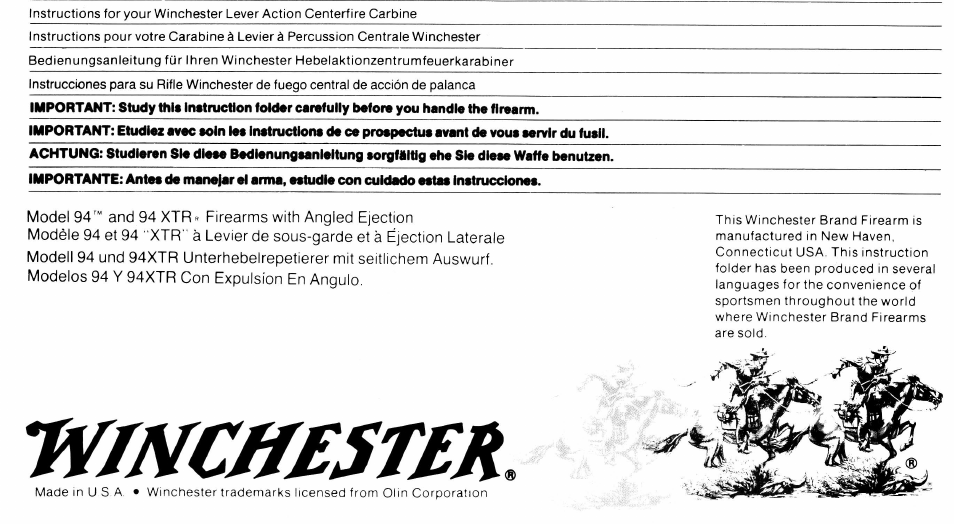 Winchester Repeating Arms 94 Pre 1992 (Historic Manual) User Manual | 18 pages