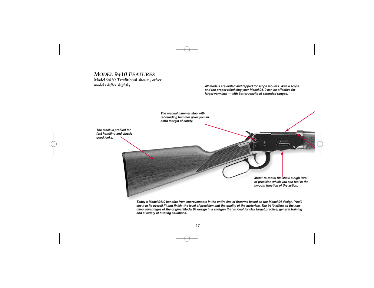 Features, 9410 f | Winchester Repeating Arms 9410 Cross Bolt Safety (Historic Manual) User Manual | Page 10 / 40