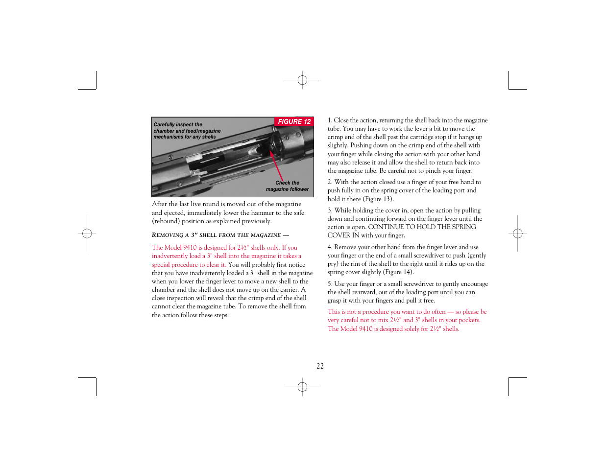 Winchester Repeating Arms 9410 Cross Bolt Safety (Historic Manual) User Manual | Page 22 / 40