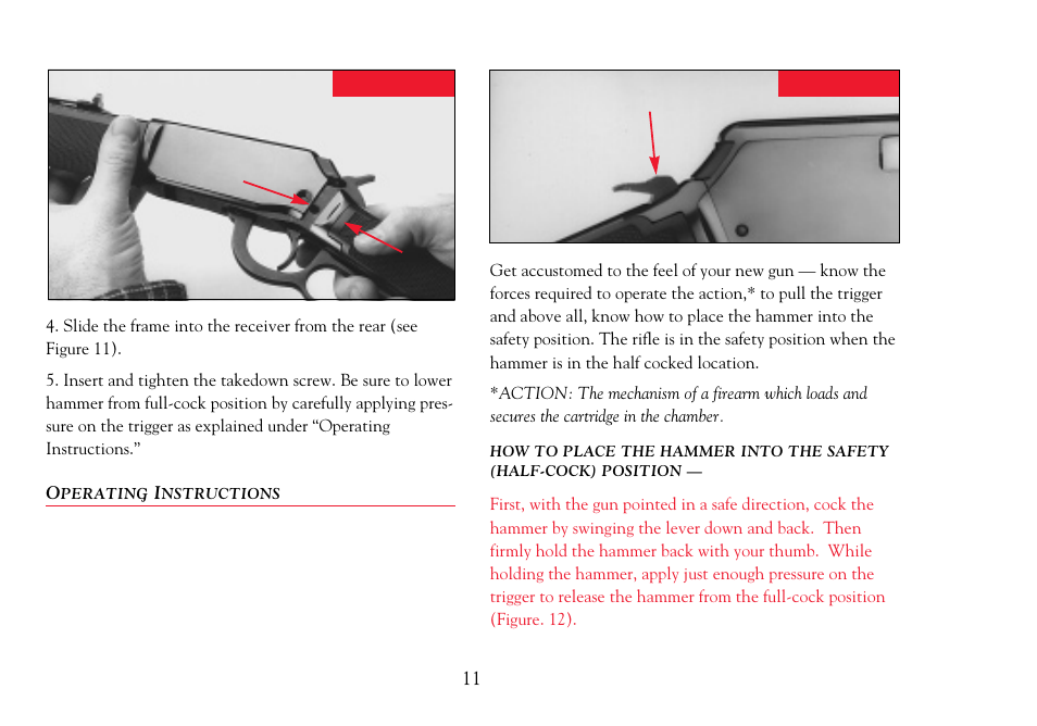 Operating instructions | Winchester Repeating Arms 9422 (Historic Manual) User Manual | Page 13 / 30