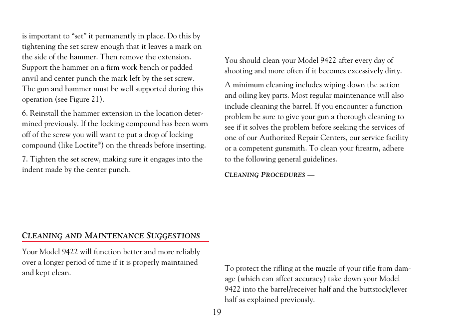 Cleaning and maintenance suggestions | Winchester Repeating Arms 9422 (Historic Manual) User Manual | Page 21 / 30