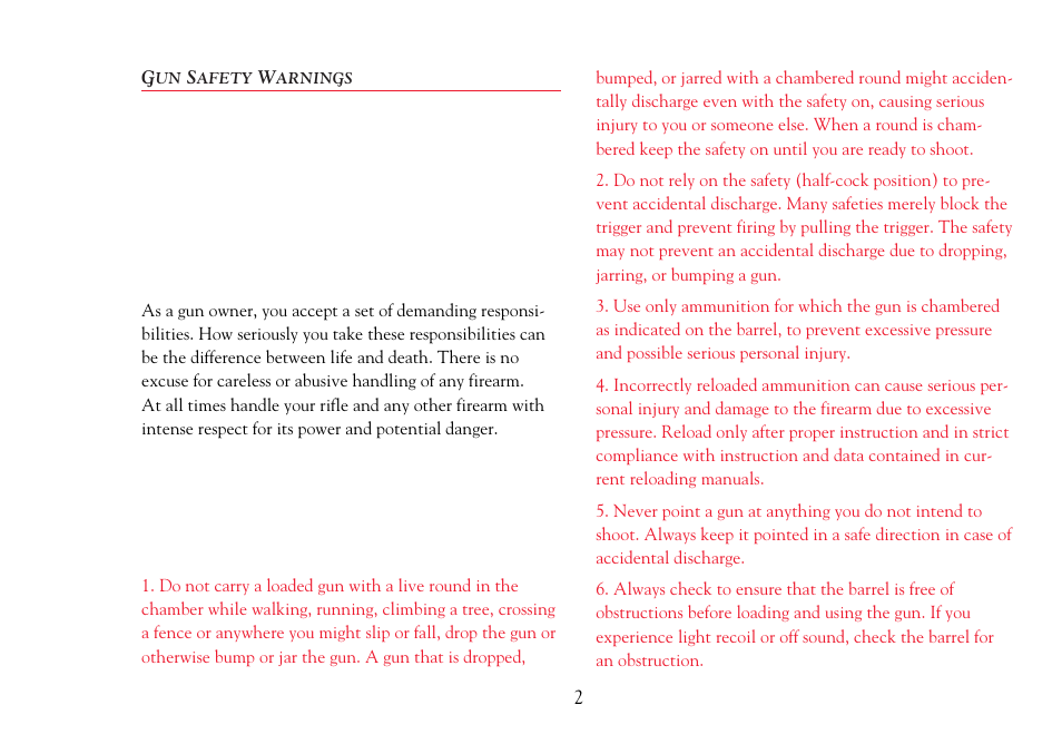Gun safety warnings | Winchester Repeating Arms 9422 (Historic Manual) User Manual | Page 4 / 30