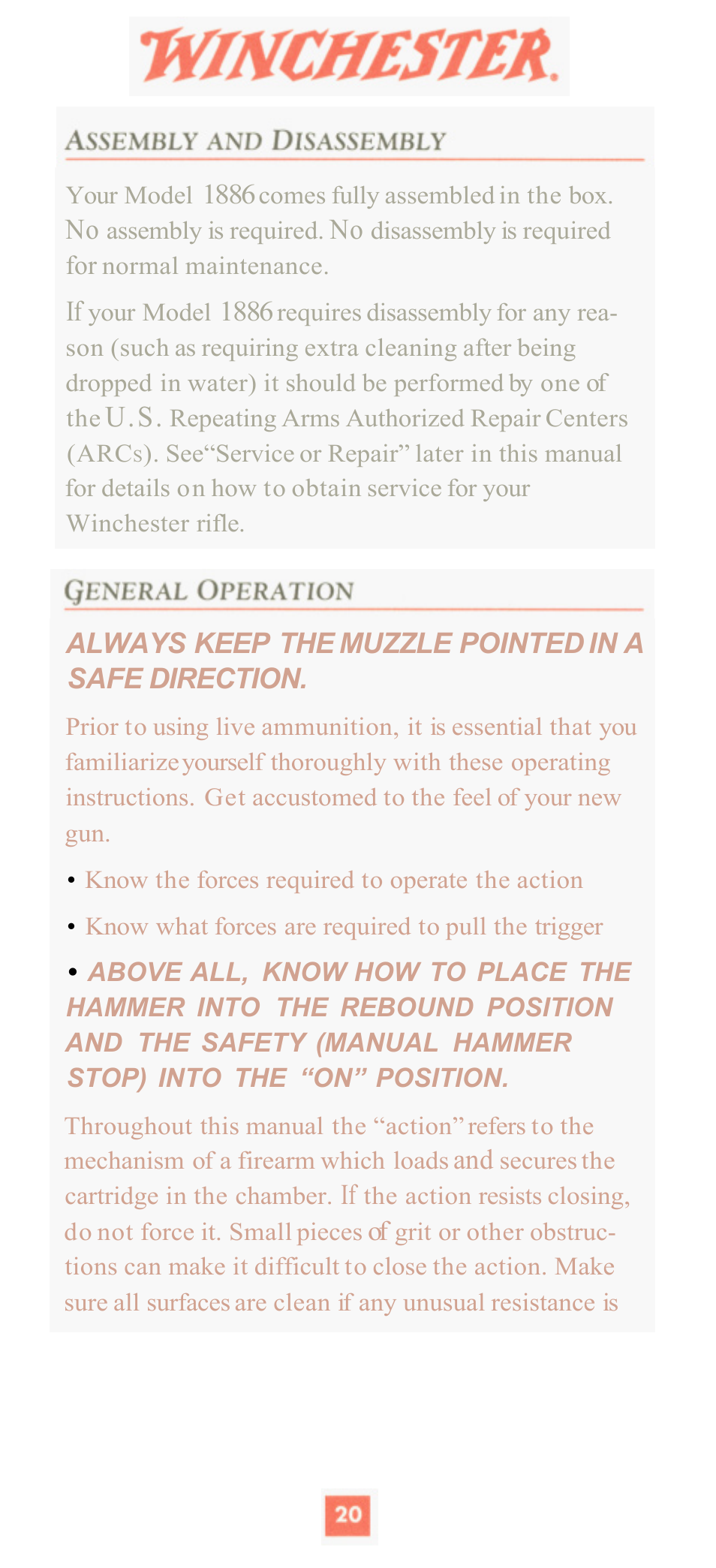 Winchester Repeating Arms 1886 (Historic Manual) User Manual | Page 22 / 43