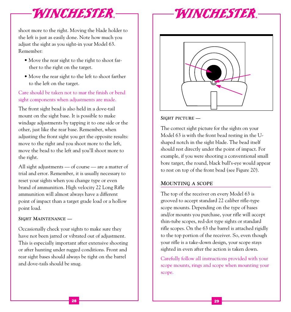 Mounting a scope | Winchester Repeating Arms 63 (Historic Manual) User Manual | Page 16 / 23