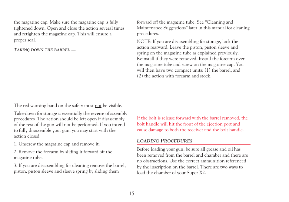 Loading procedures | Winchester Repeating Arms Super X2 (Historic Manual) User Manual | Page 15 / 43