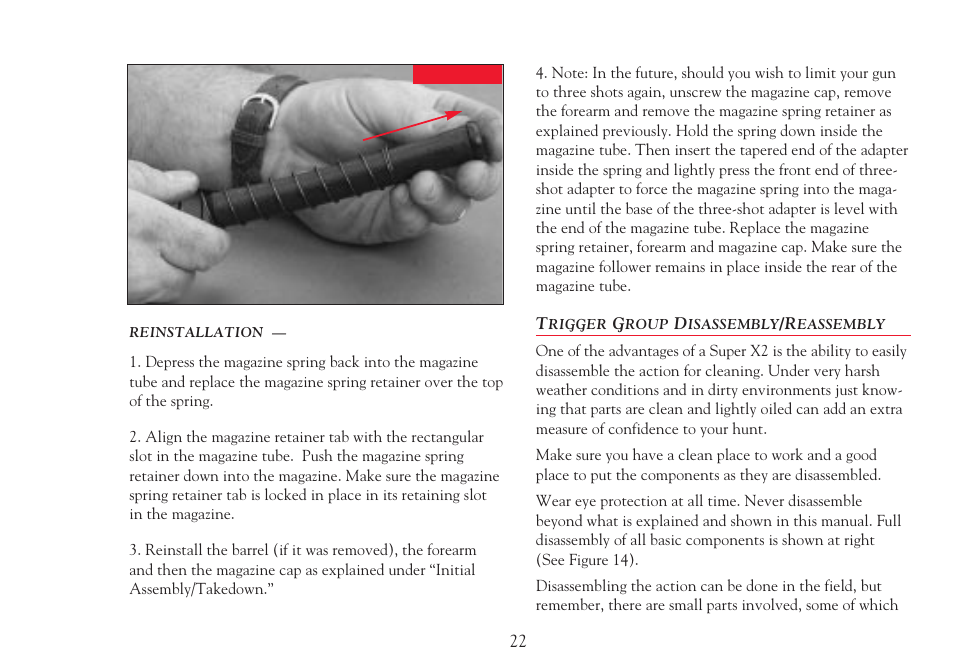 Trigger group disassembly/reassembly | Winchester Repeating Arms Super X2 (Historic Manual) User Manual | Page 22 / 43