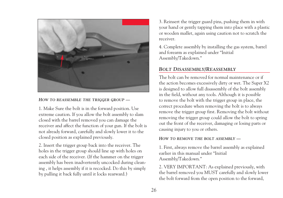 Bolt disassembly/reassembly | Winchester Repeating Arms Super X2 (Historic Manual) User Manual | Page 26 / 43