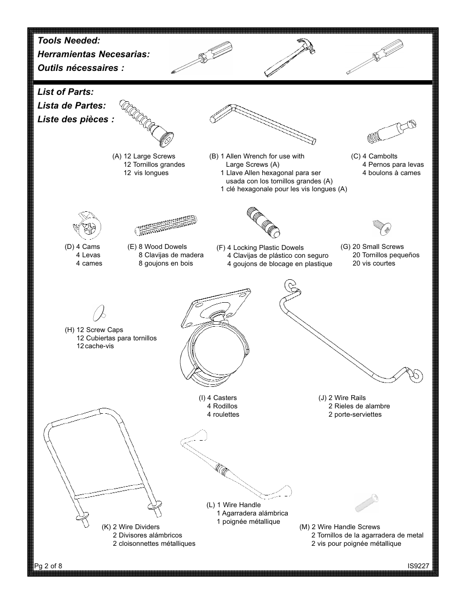 List of parts: lista de partes: liste des pièces | ZPC 9227WW User Manual | Page 2 / 8