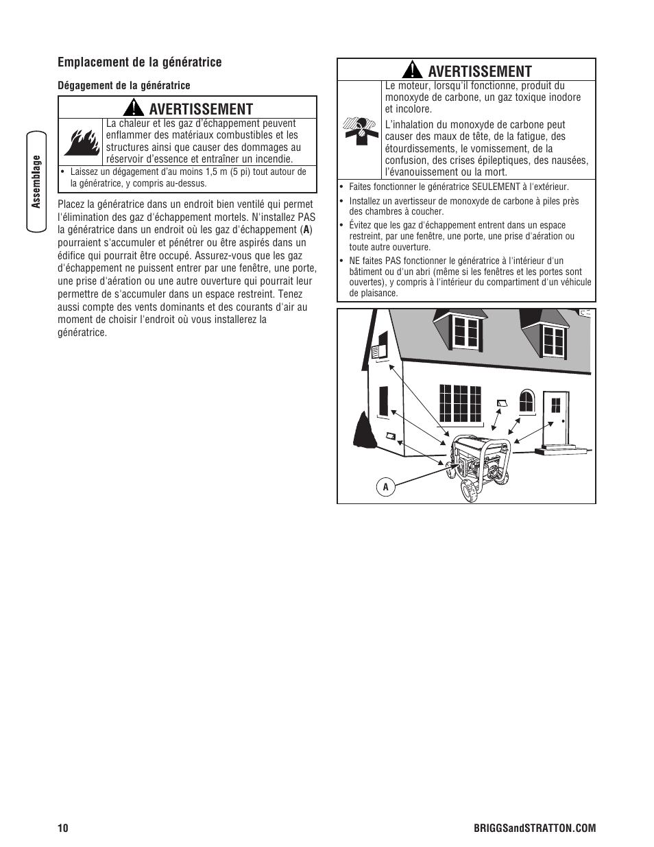 Avertissement | Briggs & Stratton PRO4000 User Manual | Page 66 / 84