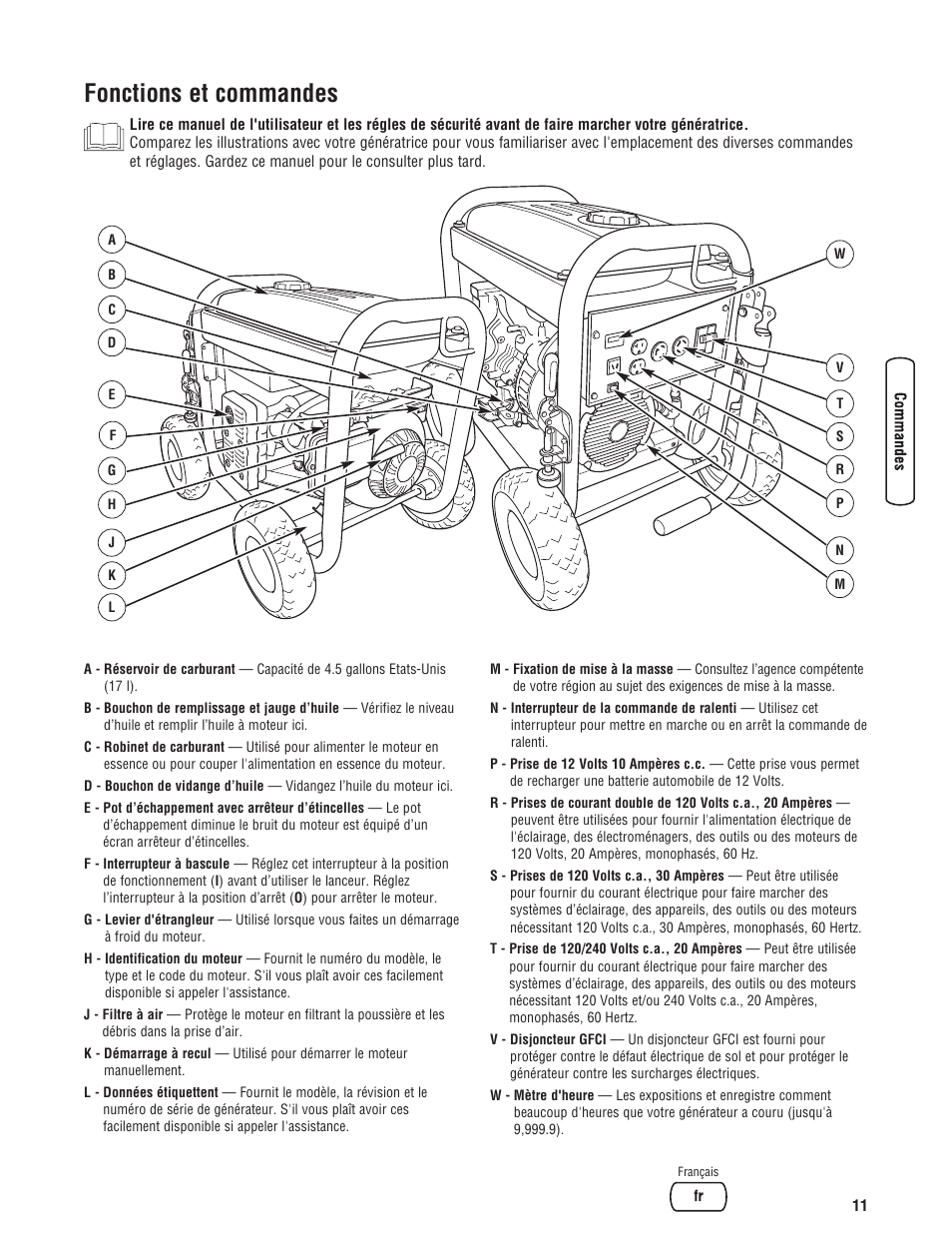 Fonctions et commandes | Briggs & Stratton PRO4000 User Manual | Page 67 / 84