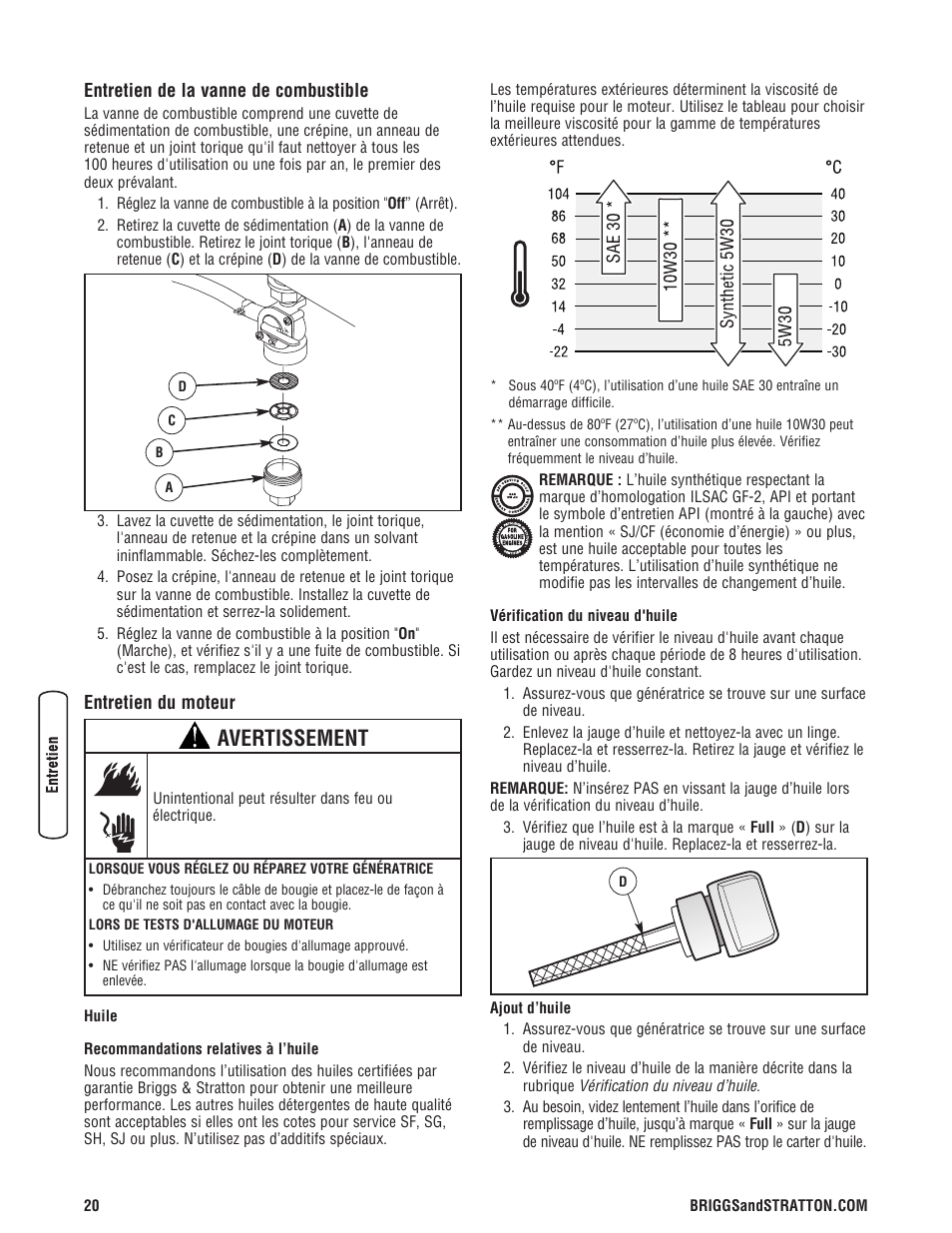 Avertissement | Briggs & Stratton PRO4000 User Manual | Page 76 / 84