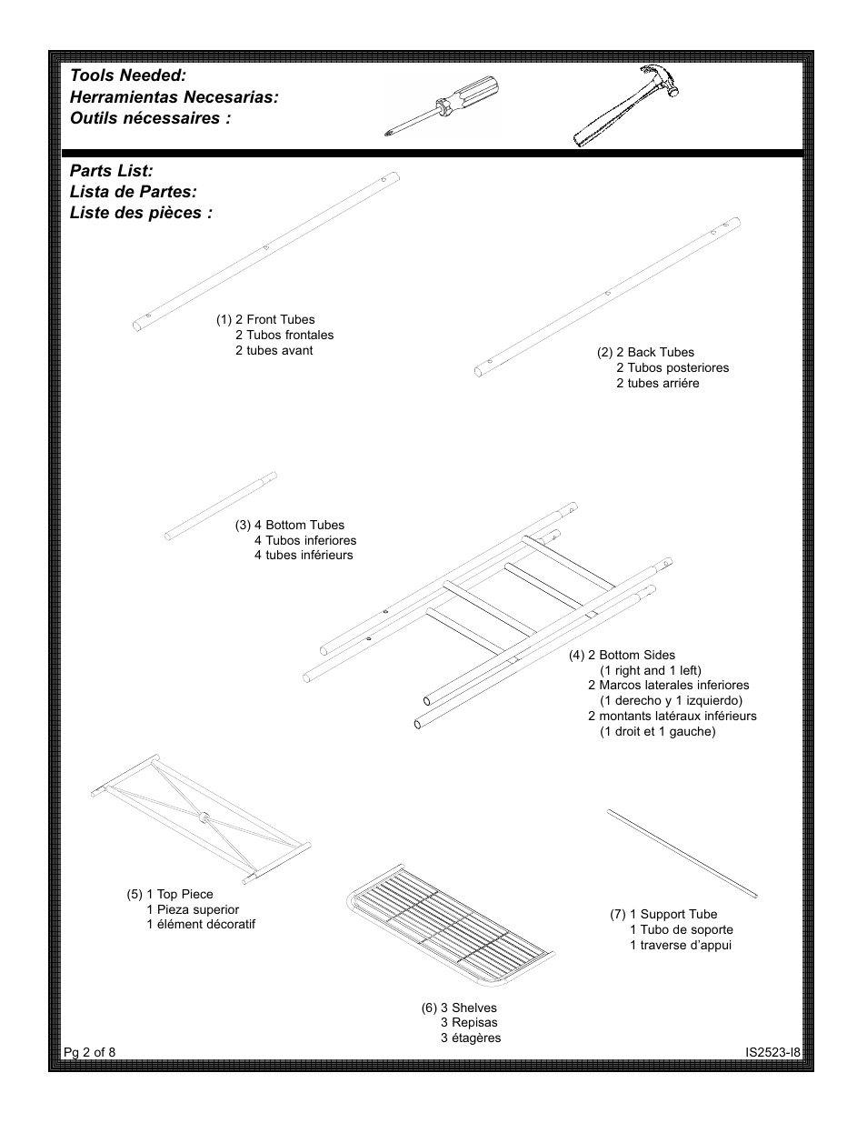 Parts list: lista de partes: liste des pièces | ZPC 2523NN User Manual | Page 2 / 8