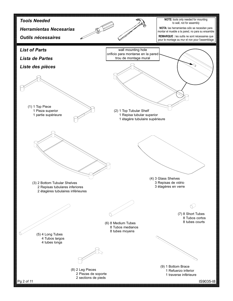 List of parts lista de partes liste des pièces | ZPC 9035SS User Manual | Page 2 / 11