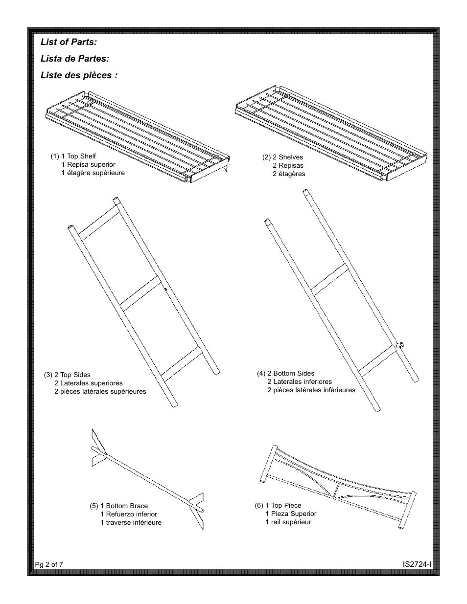 List of parts: lista de partes: liste des pièces | ZPC 2723NN User Manual | Page 2 / 7