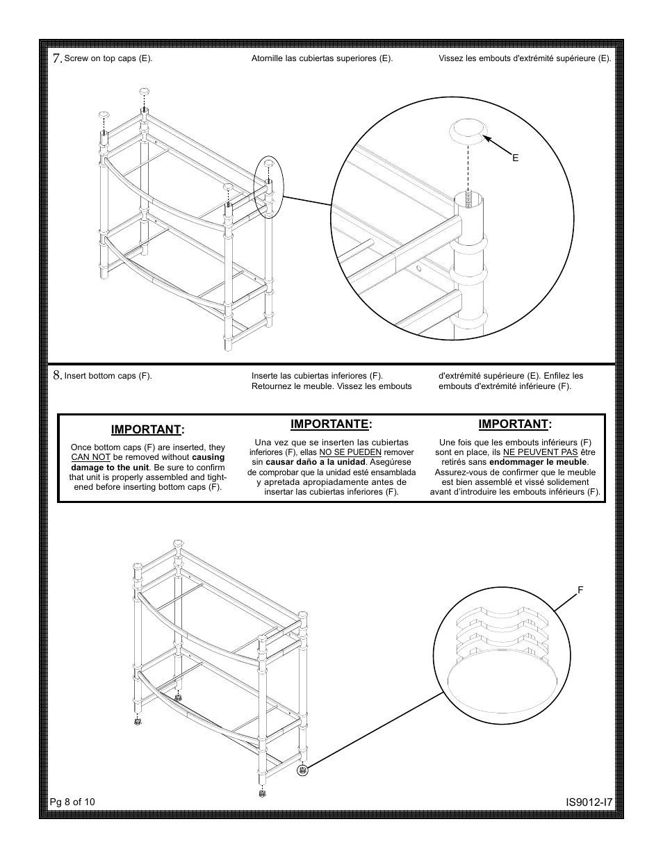 Important, Importante | ZPC 9012SS User Manual | Page 8 / 10