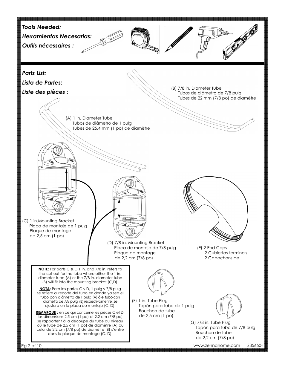 Parts list: lista de partes: liste des pièces | ZPC 35604SS02 User Manual | Page 2 / 10